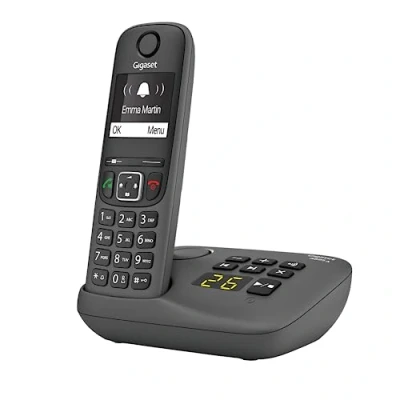 Image de Gigaset A695A téléphone DECT sans fil avec répondeur grand écran à haut contraste excellente qualité audio profils sonores réglables fonction mains libres protection d&#039;appel, Gris
