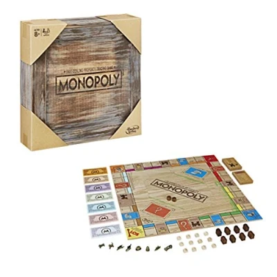 Image de Monopoly Rustic, édition spéciale en bois, le classique des jeux de société, exclusif à Amazon (allemand)