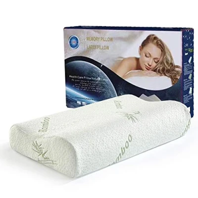 Image de Oreiller En mousse à mémoire de forme KongEU Confortable bambou pour dormir sur le dos et côté Anti ronflement Orthopédique soulager la douleur