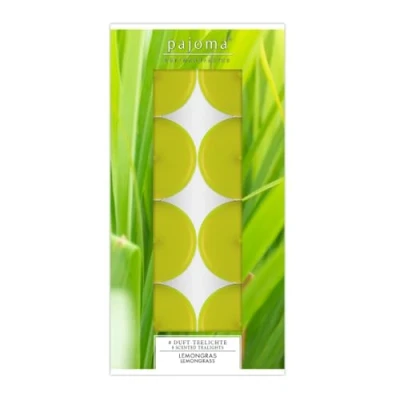 Image de pajoma® Lot de 8 Bougies Chauffe Plat parfumées à la citronnelle dans Une Coque en Aluminium Durée Combustion : Environ 4 Heures Hauteur 1,5 cm Diamètre 3,5 Qualité supérieure