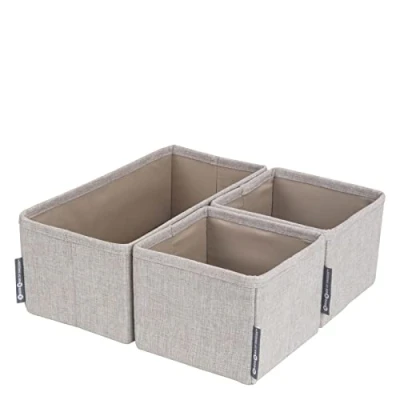 Image de Bigso Box of Sweden lot de 3 boîtes rangement organiseur tiroir avec deux petites et une grande boîte idéal comme vêtements à insérer dans la commode gris