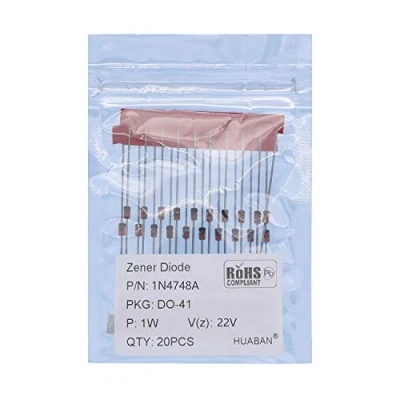 Image de HUABAN 20PCS 1N4748A 1N4748 Diode Zener de puissance planaire en silicium 1W 22V DO 41 (DO 204AL) Axial Diodes 1 Watt 22 Volt