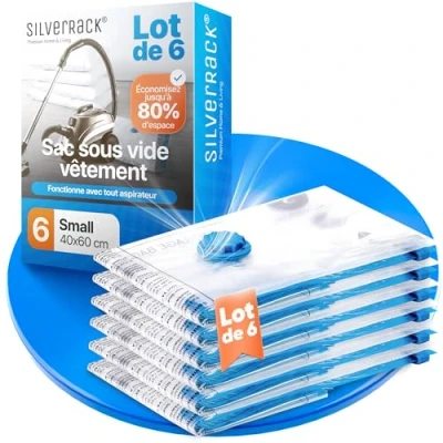 Image de SilverRack Sacs de Rangement sous Vide [6 Pièces] Taille (40x60 cm) Sans BPA pour Vêtements Petits