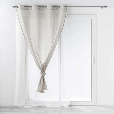 Image de douceur d&#039;intérieur, Voilage à Oeillets (140 x 240 cm) Duetto Gris/Blanc, Voile Double Sable