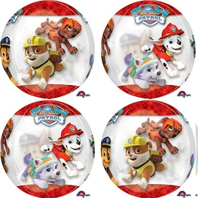 Image de Ballon Foil Orbz &quot;Chase et Marshall Pat&#039;Patrouille&quot;, transparent G40 38 X 40 cm, pack
