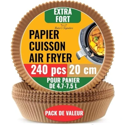 Image de Lot de 240 doublures rondes jetables en papier pour friteuse à air comprimé Ninja, anti adhésives et résistantes l&#039;huile un nettoyage facile, idéales le four, les poêles la cuisson