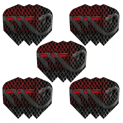 Image de Harrows Lot de 5 ailettes fléchettes Taipan (15 au total) 100 microns Qualité supérieure Extra résistantes Fabriquées Royaume Uni Accessoires professionnels