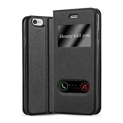 Image de cadorabo Coque pour Apple iPhone 6 Plus/iPhone 6S Plus en Noir COMÈTE Housse Protection avec Stand Horizontal et Deux Fenêtres Portefeuille Etui Poche Folio Case Cover