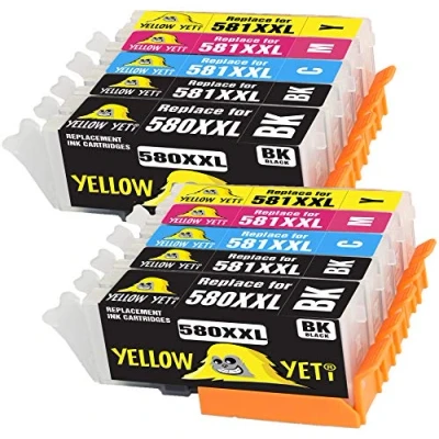 Image de YELLOW YETI Remplacement pour Canon PGI 580XXL CLI 581XXL 10 Cartouches d&#039;encre compatibles Pixma TS6151 TS6251 TS6350 TS6351 TS705 TR7550 TS8150 TS8152 TS8251 TS8252 TS9550 TS9551 TS9551C
