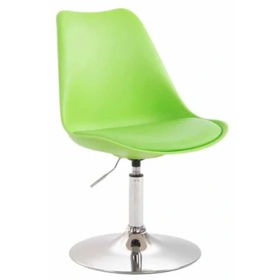 Image de Chaise De Salle A Manger Maverick avec Siège en Plastique Et Revêtement Similicuir I Design Retro Ajustable Pied Métal, Couleur:Vert, Couleur du Cadre:Chrome