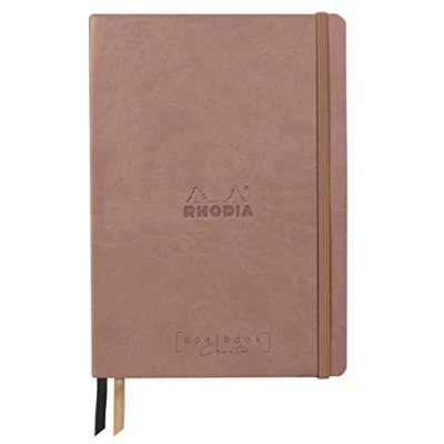 Image de RHODIA 194444C Carnet Rigide Bullet Journal Goalbook Creation Bois de Rose A5 14,8 x 21 cm Pointillés Dot 160 pages Papier Clairefontaine Maya Noir Lisse 120 g/m² Couverture Simili Cuir
