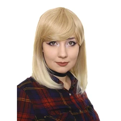 Image de Prettyland Perruque Soyeuse Raide Droite Coupe Moyenne Look Naturel avec Volume lisse Blond platine C181