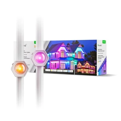 Image de Nanoleaf Smart RGBICW Kit de démarrage lampes murales d&#039;extérieur (15 m), multicolore et blanc chaud/froid, application Wi Fi pour scènes individuelles, commande vocale (fonctionne avec Alexa,