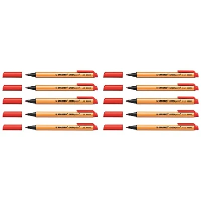 Image de STABILO Lot de 10 Stylos Feutre GREENpoint Pointe large 0,8 mm Rouge