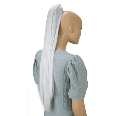 Image de CAISHA 70cm Postiche Natte Queue De Cheval Extensions Cheveux Raide Gris H139