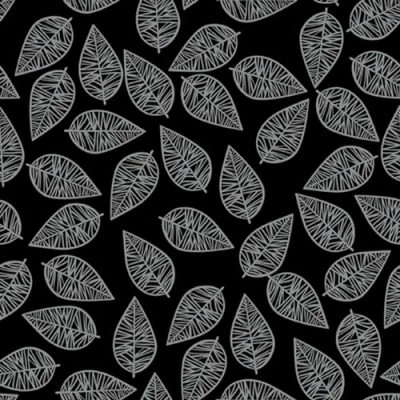 Image de Lot de 20 serviettes d&#039;automne motif feuilles simples grises sur fond noir en papier avec Convient également pour le découpage et la technique des 33 x cm