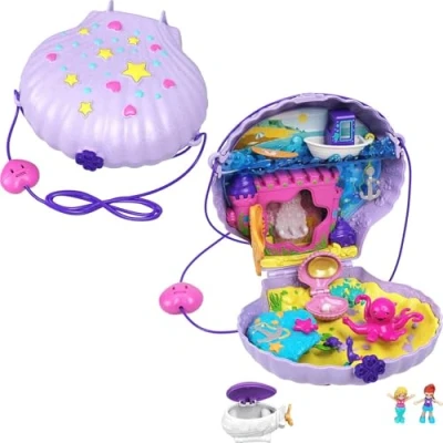 Image de Polly Pocket Coffret Sac à Main Le Coquillage Enchanté avec Mini Figurines et Lila, Accessoires Autocollants, Jouet Enfant, édition 2020, GNH11