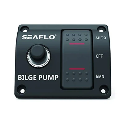 Image de Seaflo Panneau de commutateur Pompe cale à 3 Voies (Automatique arrêt Manuel) 12v 24v Disjoncteur 15A intégré