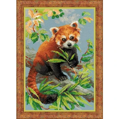 Image de RIOLIS kit Point de Croix Rouge Panda Croix, Coton, Multicolore, 21 x 30 0.1 cm