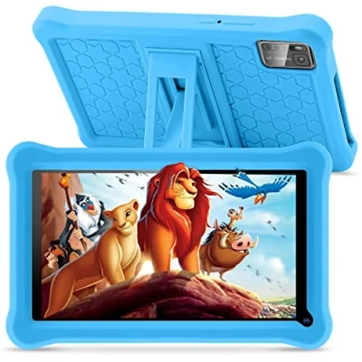 Image de Tablette Enfants 7 Pouces Android 13 avec 8Go RAM 64Go ROM(TF 128Go), Applications Pré Installé, Contrôle Parental, Bluetooth, WiFi, Tactile Éducative Kid Proof Étui Blue