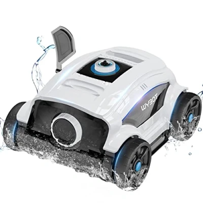 Image de WYBOT Robot Piscine pour 130 Minutes D&#039;autonomie, Nettoyeur de Double Moteur, Entrées, Brosse Fond, Aspirateur Hors Sol et Ideal Piscines Jusqu&#039;à 100 m² (Blanc)