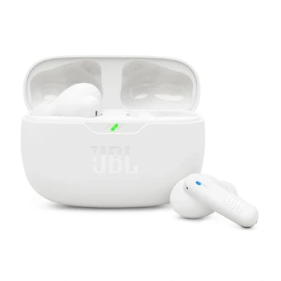 Image de JBL Wave Beam 2, Écouteurs sans Fil Bluetooth, réduction de Bruit, 40 Heures d&#039;autonomie, Son Pure Bass, Technologie Smart Ambient et Connexion multipoint, Conception Intra sur Tige, Blanc