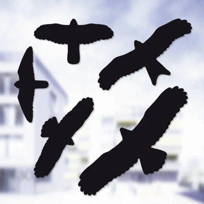 Image de SWISSINNO silhouettes Anti Collision d&#039;oiseaux, autocollants de protection des oiseaux pour les vitres et portes en verre, 5 noires dans un ensemble