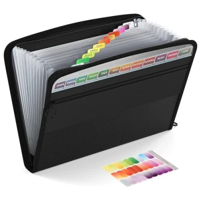 Image de ThinkTex Extensible Pochettes pour Documents 13 Poches, A4 Trieur Document avec Fermeture à Glissière, Coloré Organisateur De Documents,Pochette Zip Bureau ou Maison