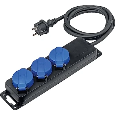 Image de Schwabe Prolongateur avec 3 multiprises, de 1,5 m H07RNF 3G1,5, IP44 Utilisation en extérieur, Commerce, sur Chantier Construction 1 pièce, 38601