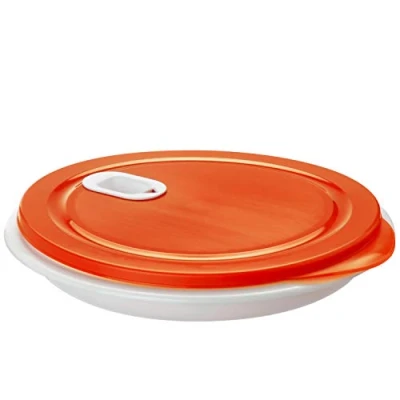 Image de Rotho XL Clever Plaque à micro ondes 1,2l avec couvercle et cloison, Plastique (PP) sans BPA, blanc/rouge, 1.2l (26.0 x 26.0 4.8 cm)