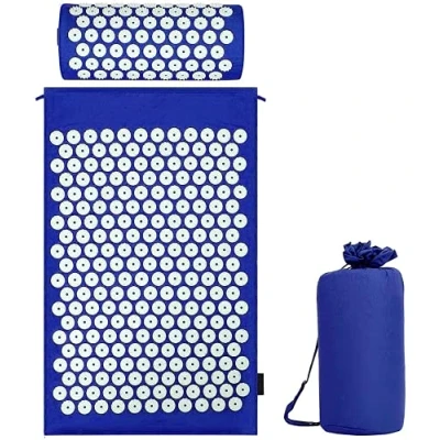 Image de Tapis d&#039;acupression avec coussin pour une relaxation apaisante et un massage, soulager les maux de dos, tête, points d&#039;énergie dans le corps effets stimulants