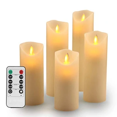 Image de Bougie Led, bougies Sans Flamme 5 style 10, 12,5 et 15 cm. Avec Télécommande m. 10 Menus de Fonction, Minuterie 24 Heures