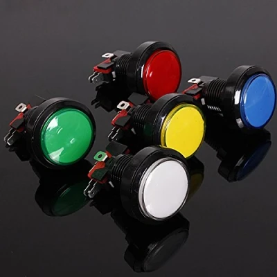 Image de C FUNN 45Mm Arcade Jeu Vidéo Grand Rond Bouton Poussoir LED Éclairé Lampe Éclairée Rouge
