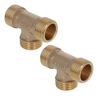 Image de MroMax Raccord de tuyau en T laiton 1/2&quot; filetage femelle forme T, MRO190906J 0119, Mâle 1/2 PT., 2PCS