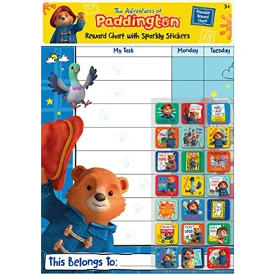 Image de Paper Projects Les Aventures récompense The Adventures of Paddington avec 56 Autocollants étincelants, Le Tableau est Facile à Nettoyer, 01.70.30.034, Bleu, 29.7cm x 42cm