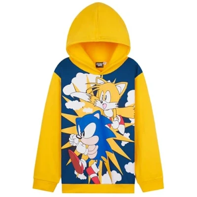 Image de SONIC THE HEDGEHOG Shadow Sweats à Capuche Garçon et Ado, Knuckles Tails, Pull Chaud, Idée Cadeau pour Gamer (Jaune/Bleu, 9 10 Ans)