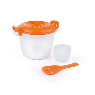 Image de Cuiseur à riz micro ondes Bergamaschi 60096 Polypropylène 1.5 L Blanc avec orange