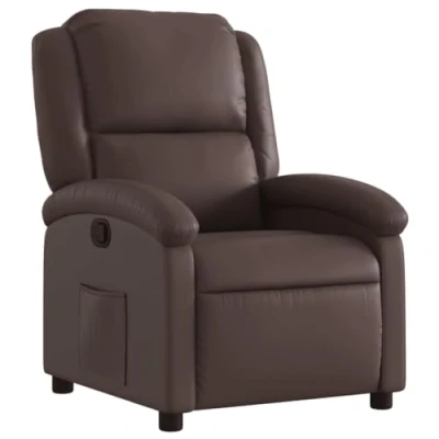 Image de vidaXL Fauteuil Inclinable, Chaise de Relaxation avec Dossier et Repose Pied, Siège TV Salon, Moderne, Marron Similicuir