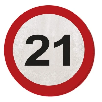Image de Panneau de signalisation serviettes 21 ans 20 pièces