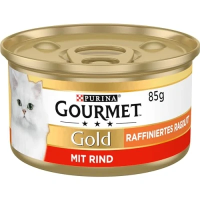 Image de Purina GOURMET Gold Raffiniertes Ragout, köstliches Katzennassfutter, fein geschnetzelte Stückchen, Katzenfutter nass, 12er Pack (12 x 85 g Dose)