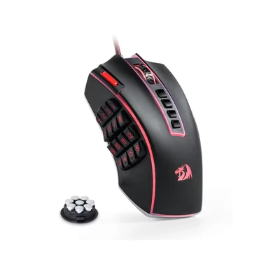 Image de Redragon M990 Souris de jeu MMO 32 000 DPI filaire RVB haute précision avec 23 boutons programmables, 16 touches macro latérales, support logiciel, base en aluminium