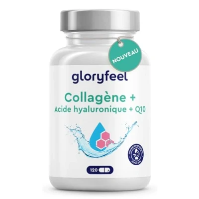 Image de Collagene Marin + Acide Hyaluronique &amp; Q10, 120 Capsules, Enrichi en Zinc, Magnésium, Vitamines B12, D3, A C, Complexe Collagène Premium pour la Peau, les Cheveux Articulations*, Sans Additifs
