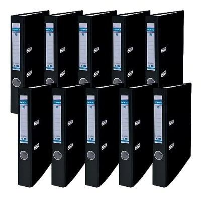 Image de DONAU MASTER Lot de 10 Classeurs bureau/Fins format A4 5 cm avec couverture en plastique PP/carton/Noir/Certificat FSC/fabriqué dans l&#039;UE