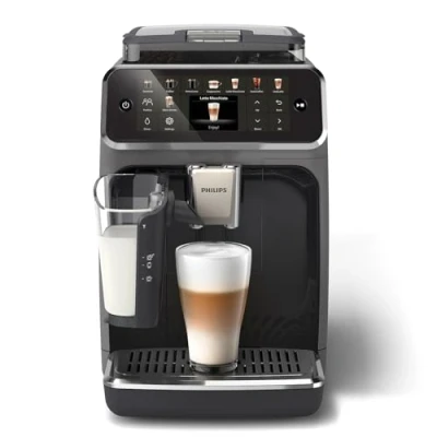 Image de Philips Machine à Expresso LatteGo Automatique Series 5500, Technologie SilentBrew &amp; Quick Start, Café Aromatique avec Grains Fraîchement Moulus, 20 Boissons Chaudes et Glacées, Gris (EP5544/50)