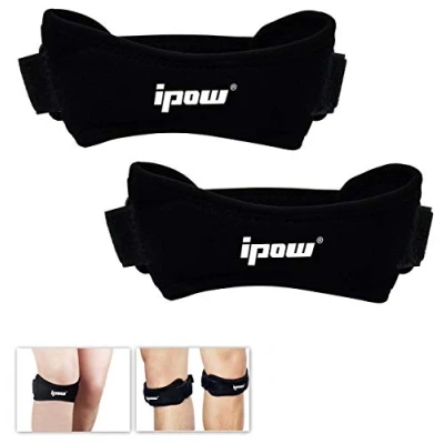 Image de IPOW 2pcs Genouillère Rotulien Bandage Réglable Sports Sangles Protection Genoux Soutien Rotule Compression Tendinaire Soulager Douleur pour l’Exercices Physiques, l’entraînements,Sportive,Le Basket