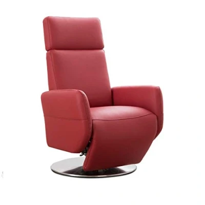 Image de CAVADORE Cobra Fauteuil Relax avec 2 Moteurs Électriques, Télécommande, Fonction Relax/couchée, Taille Ergonomique S, Max 130 kg, 71 x 108 82 cm, Cuir Véritable, Rouge