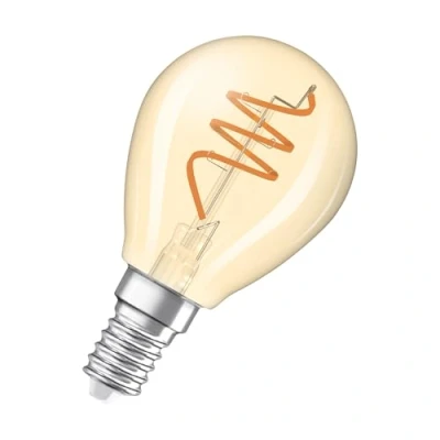 Image de OSRAM Vintage 1906 Classic est une blanc chaud avec un filament en spiraen forme de mini bouclassique. Il propose 4,9 W, 470 lm,E14, verre doré, diamètre 45 mm, 2200 K.