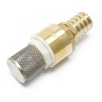 Image de WilTec Laiton Clapet pied 26,16mm (3/4&quot;) DN20 anti retour avec crépine d&#039;aspiration en acier inox