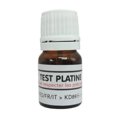 Image de KD89 Test Réactif/solution pour tester l&#039;or, l&#039;argent ou le platine Avec notice multi langues Expertise bijoux, pièces, lingotins 2,5ml (Platine)