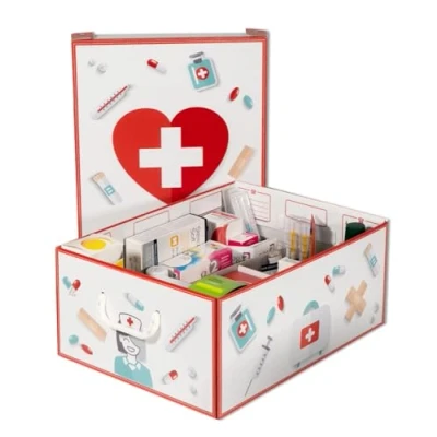Image de PHARMA ORGANIZER boîte de rangement avec couvercle, à pharmacie rangement, range médicament Organisateur médicaments, en carton pour 32 x 42 17,5 cm